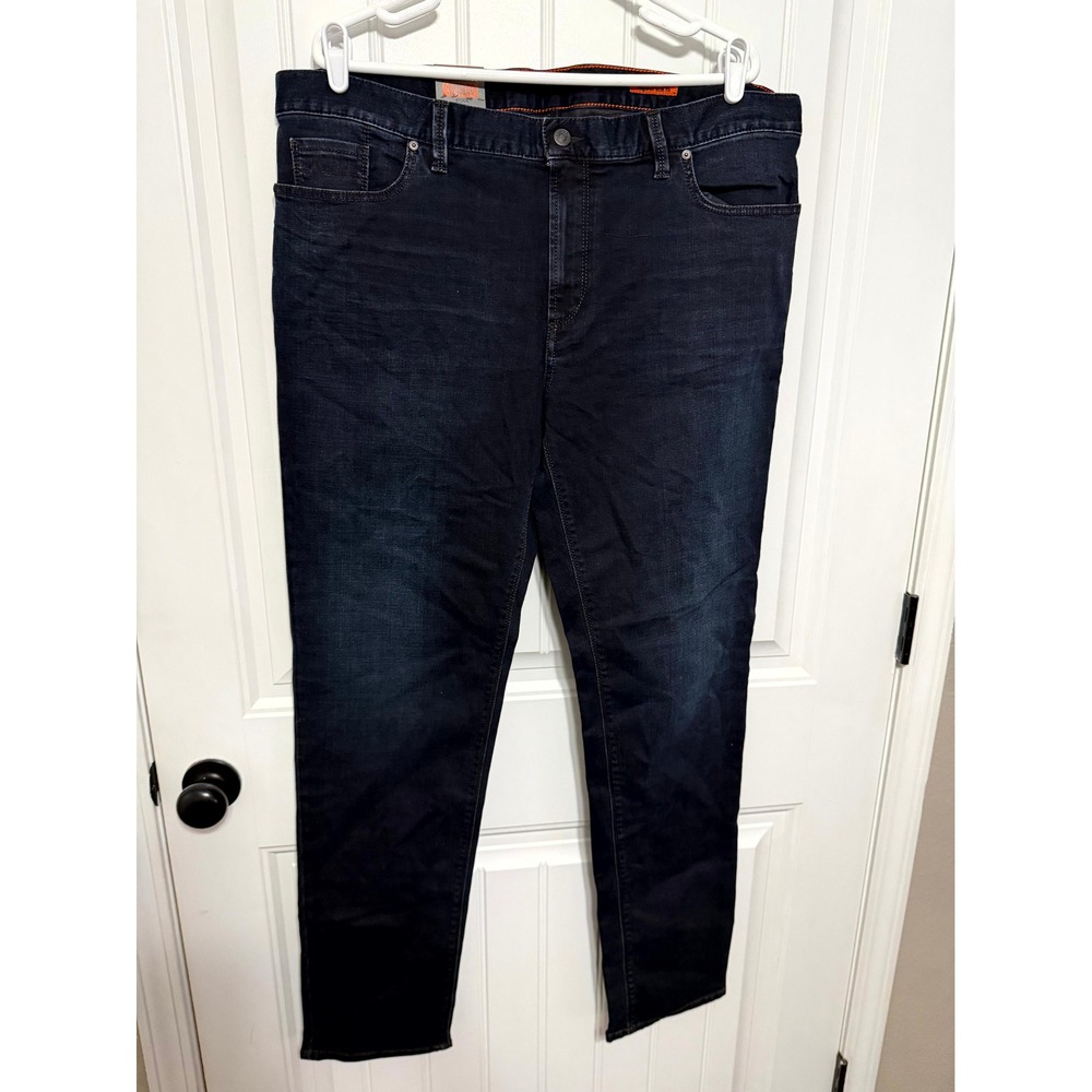 Alberto Jeans Mens 40x34 Pipe Regular Slim Fit Dark Blue Denim NEW